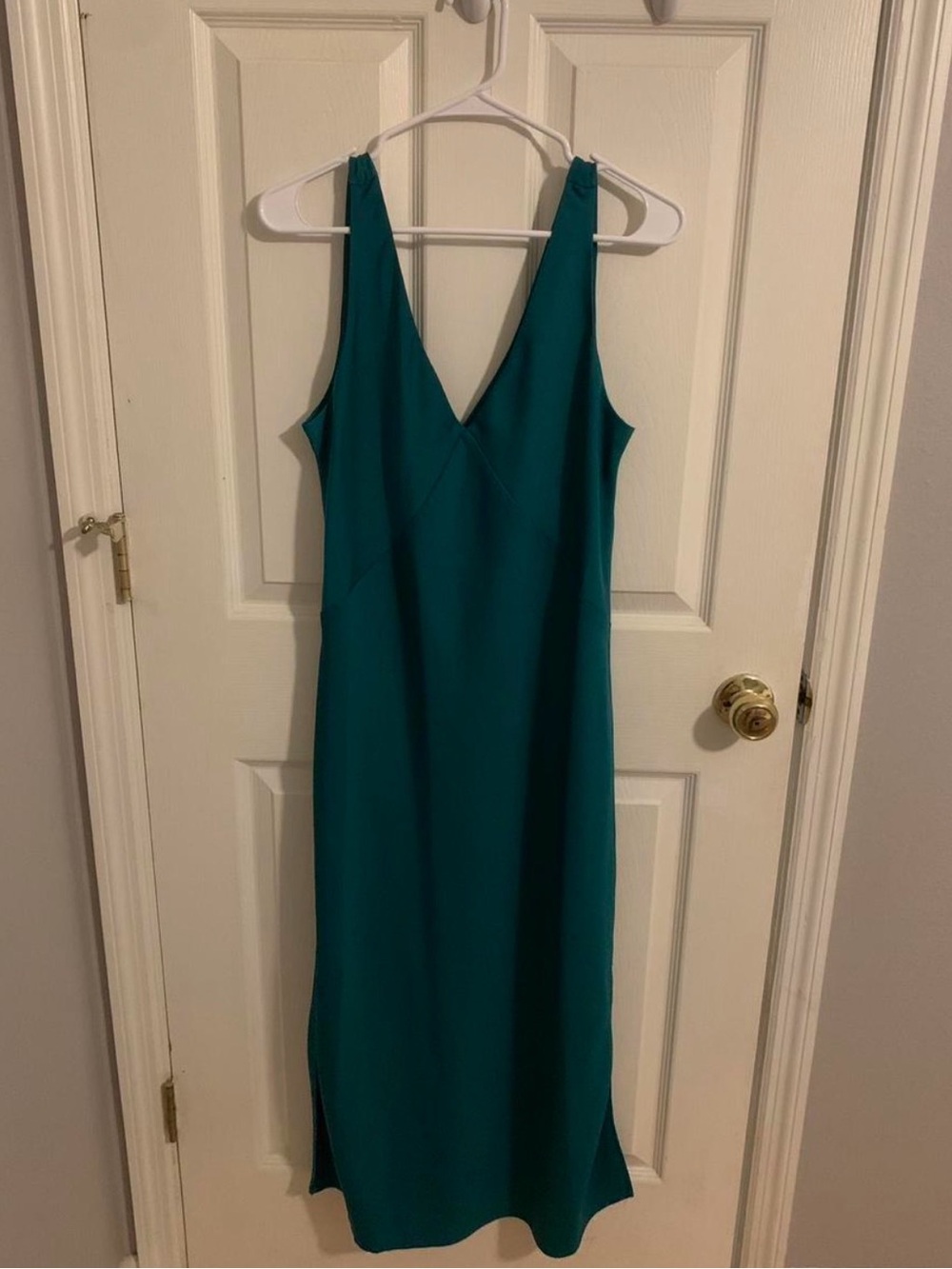 a new day Teal V-Neck Midi Slip Dress